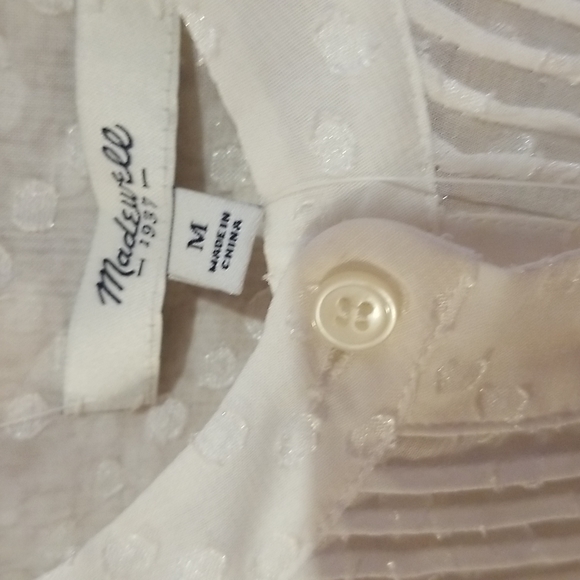 NWT Madewell Sheer Swiss Pintuck Blouse - Picture 5 of 10